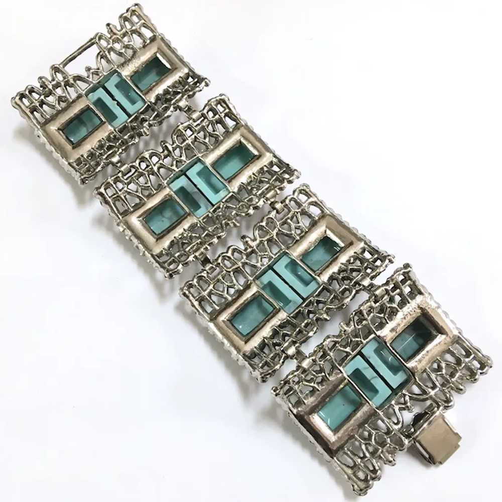 Turquoise Blue Thermoset Panel Bracelet – Extra W… - image 5