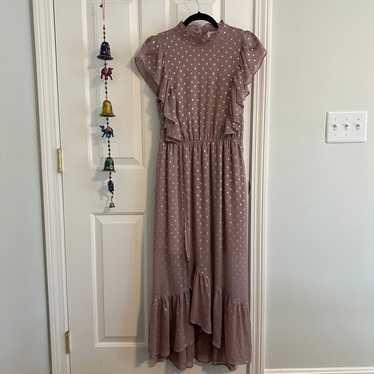 Listicle- Mauve Gold Polka Dot Dress, Large - image 1