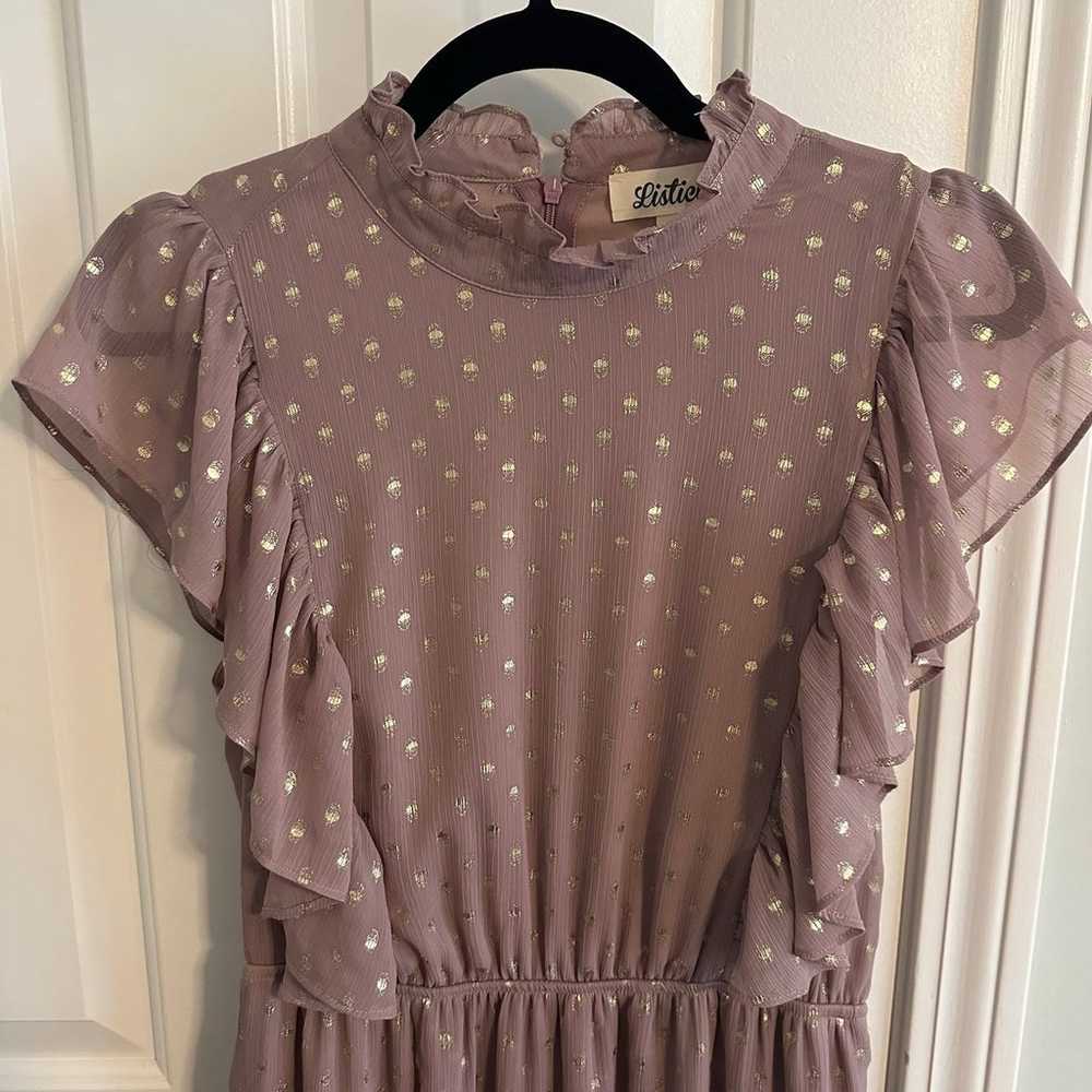 Listicle- Mauve Gold Polka Dot Dress, Large - image 2