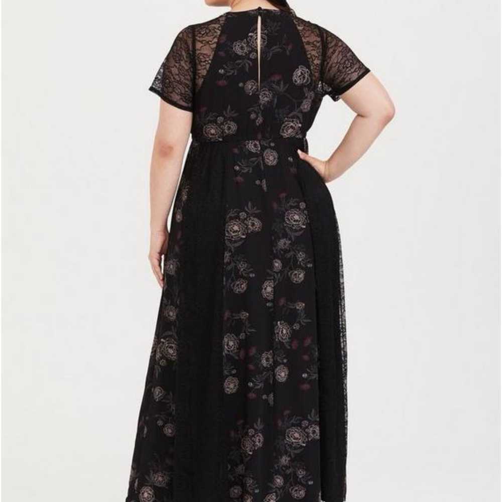 Torrid Black Floral chiffon lace maxi dress SZ 2 - image 3