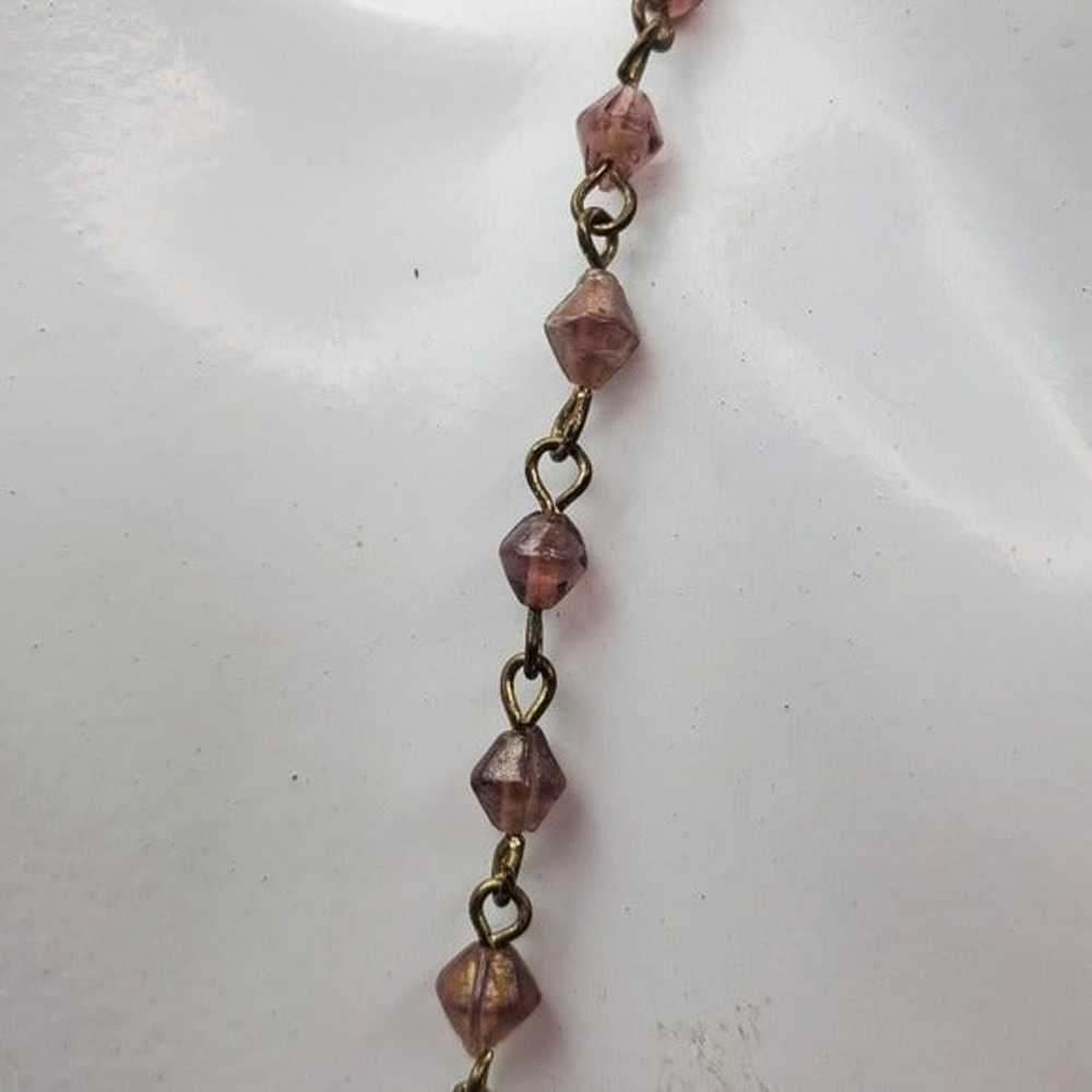 Open framework crystal beaded rosary styled neckl… - image 3