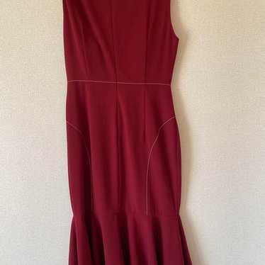 Burgundy Sleeveless Knee-Length Dress - image 1