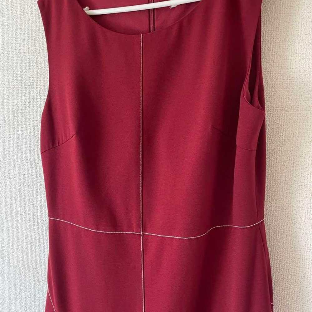 Burgundy Sleeveless Knee-Length Dress - image 2