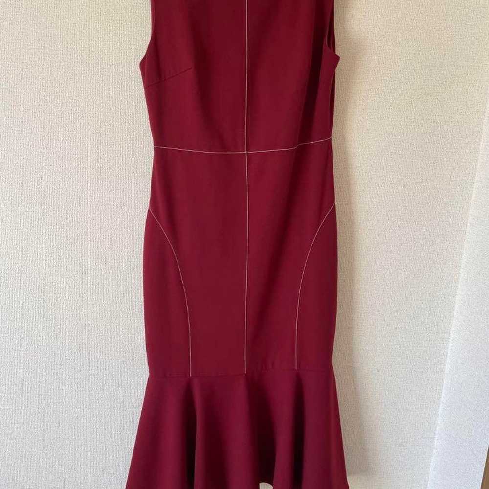 Burgundy Sleeveless Knee-Length Dress - image 3