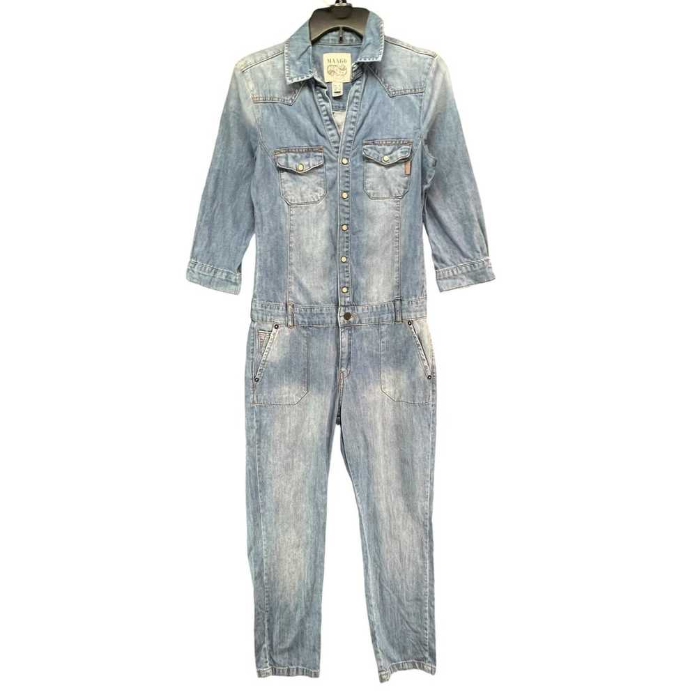 Mango MNG Jeans Jumpsuit Womens S Blue Wash Pocke… - image 1