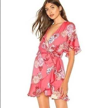 BB Dakota Kristen Bright Pink Floral Mini Dress S - image 1