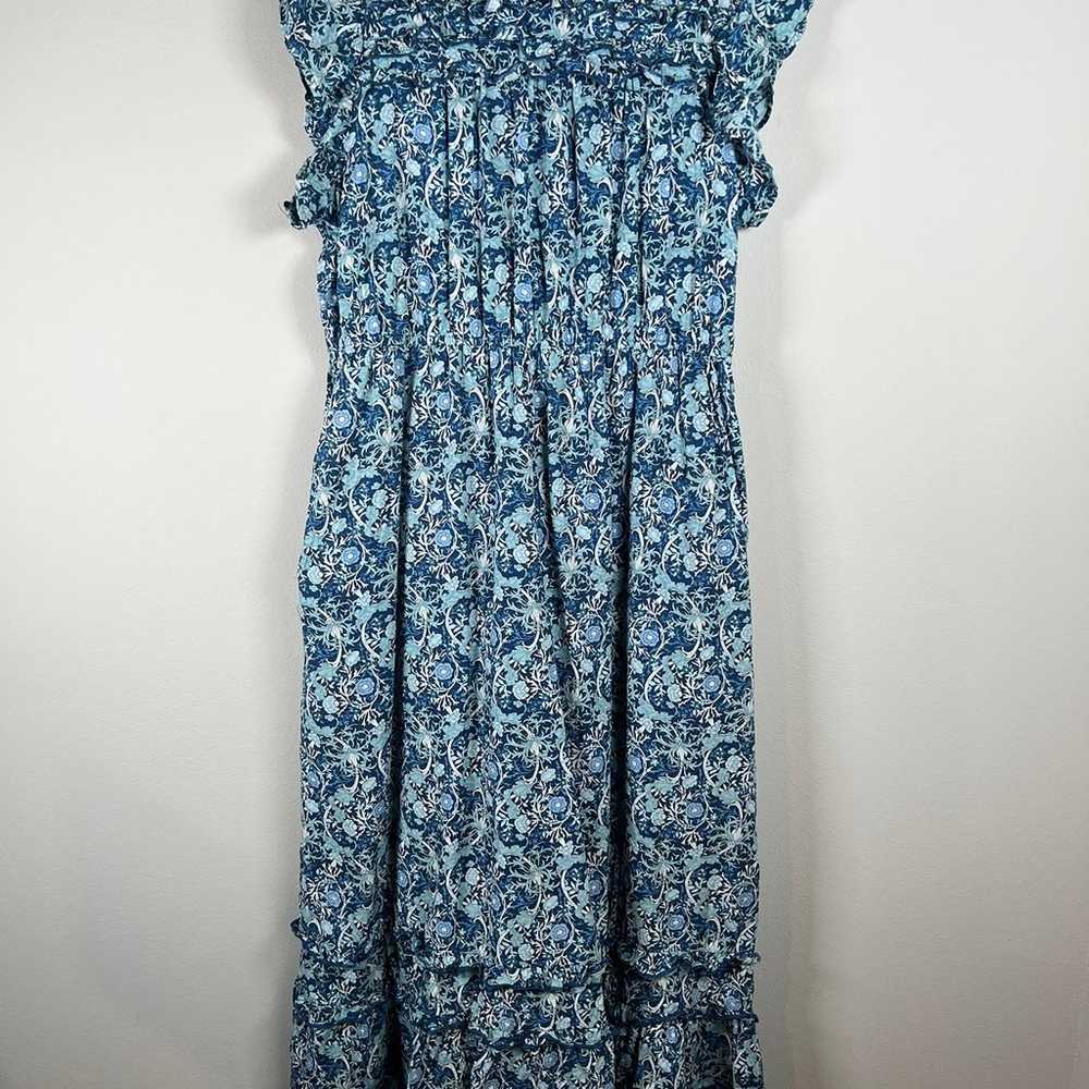 Anthropologie THML Floral Midi Dress Blue White L… - image 1