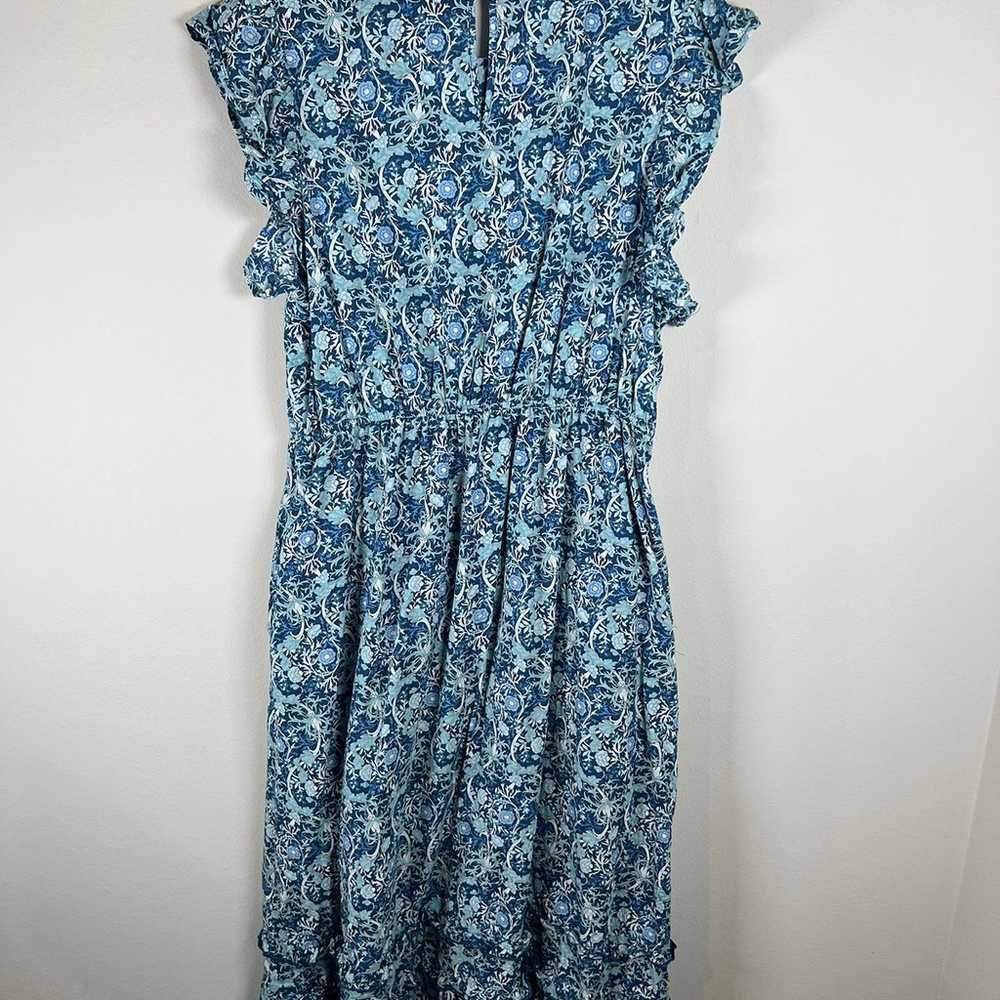 Anthropologie THML Floral Midi Dress Blue White L… - image 8