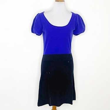 Qi Cashmere blue black puff sleeve dress - image 1