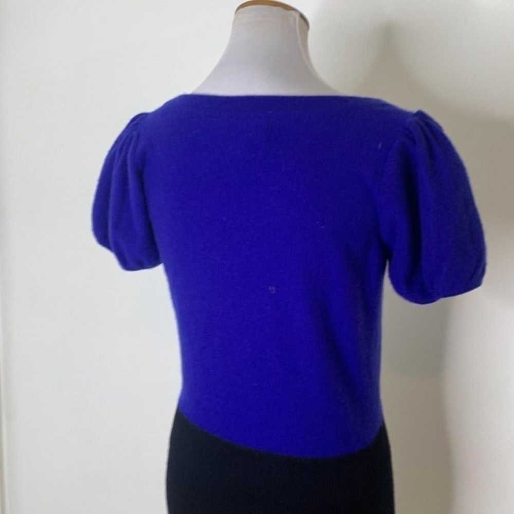 Qi Cashmere blue black puff sleeve dress - image 6