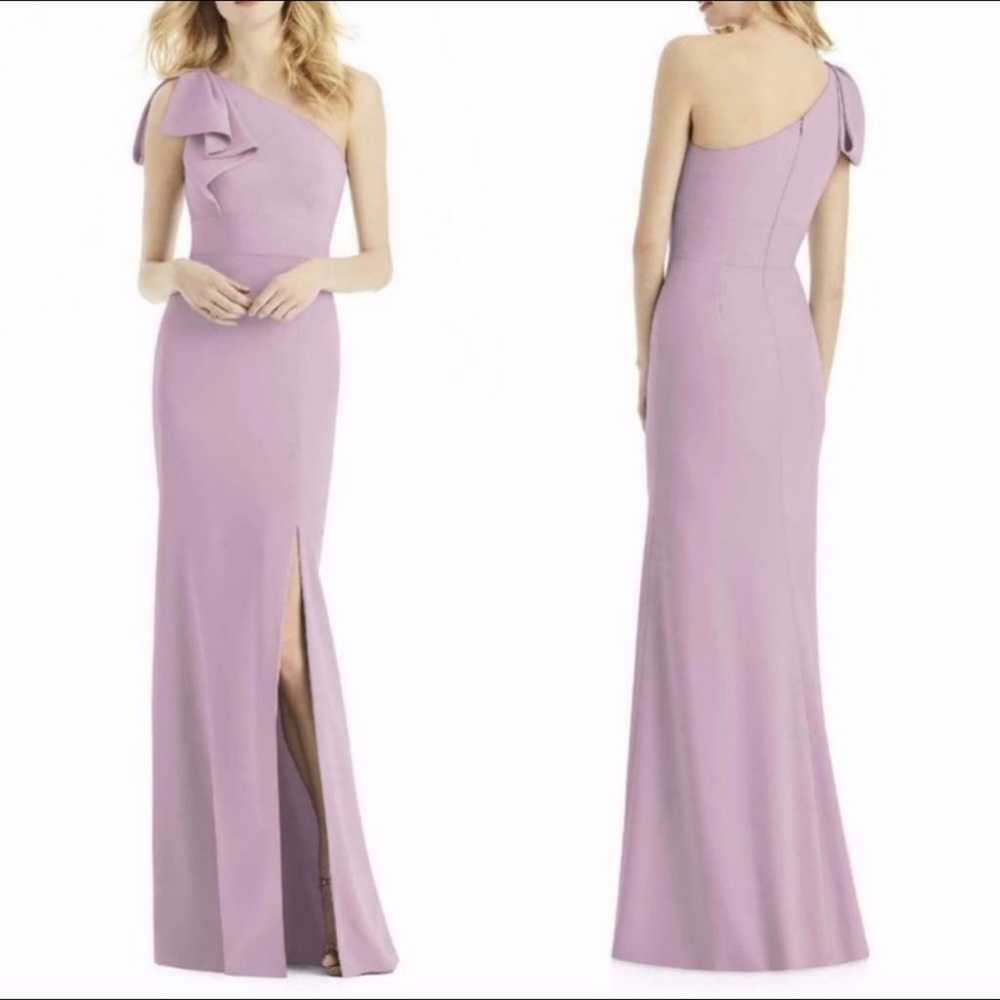 After Six Suede Rose One Shoulder Gown - image 1