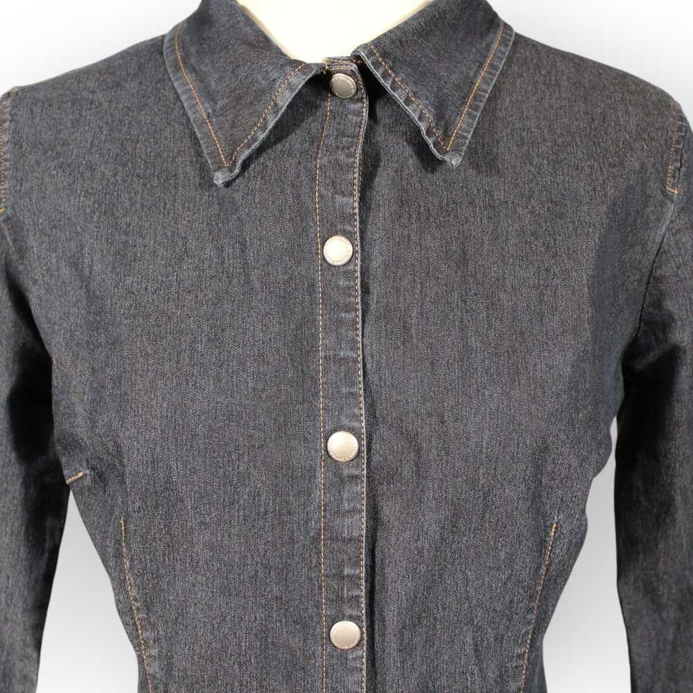 Vintage Benetton Dress (M) Denim Snap-Front Stret… - image 10