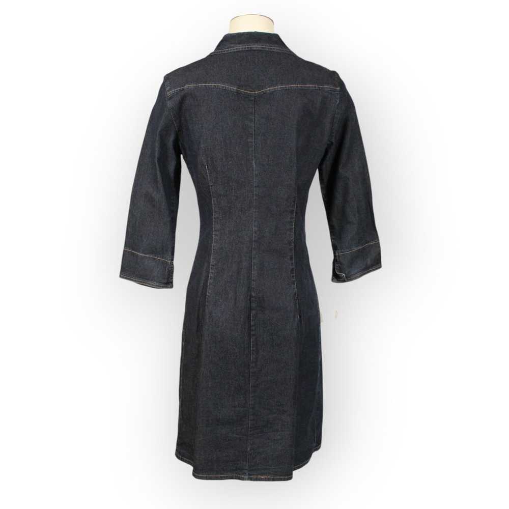 Vintage Benetton Dress (M) Denim Snap-Front Stret… - image 3