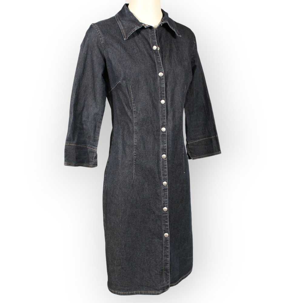 Vintage Benetton Dress (M) Denim Snap-Front Stret… - image 7