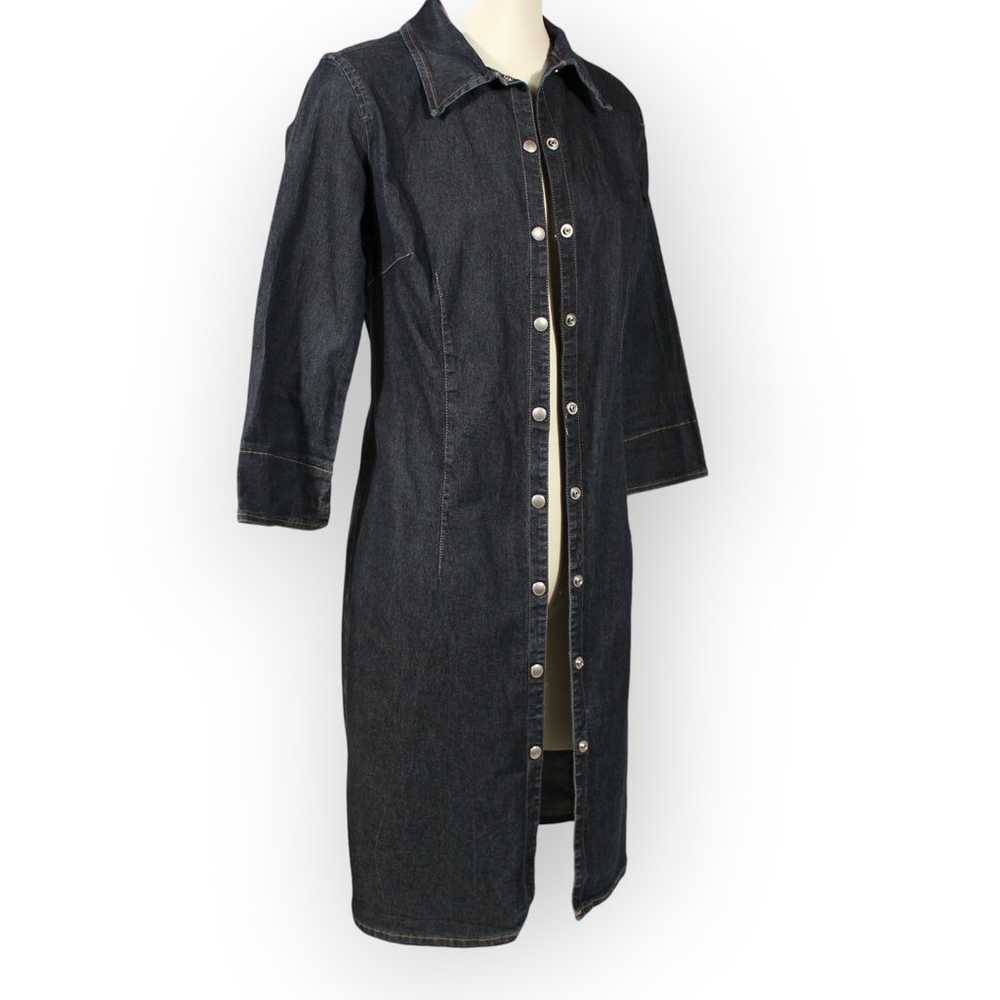 Vintage Benetton Dress (M) Denim Snap-Front Stret… - image 8