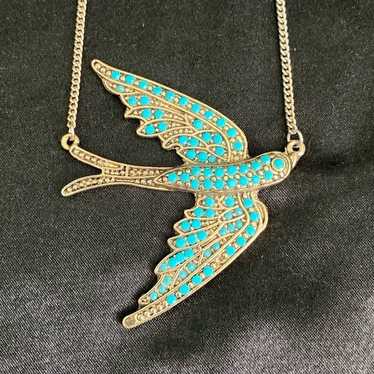 Vintage turquoise Dove necklace - pendant - image 1