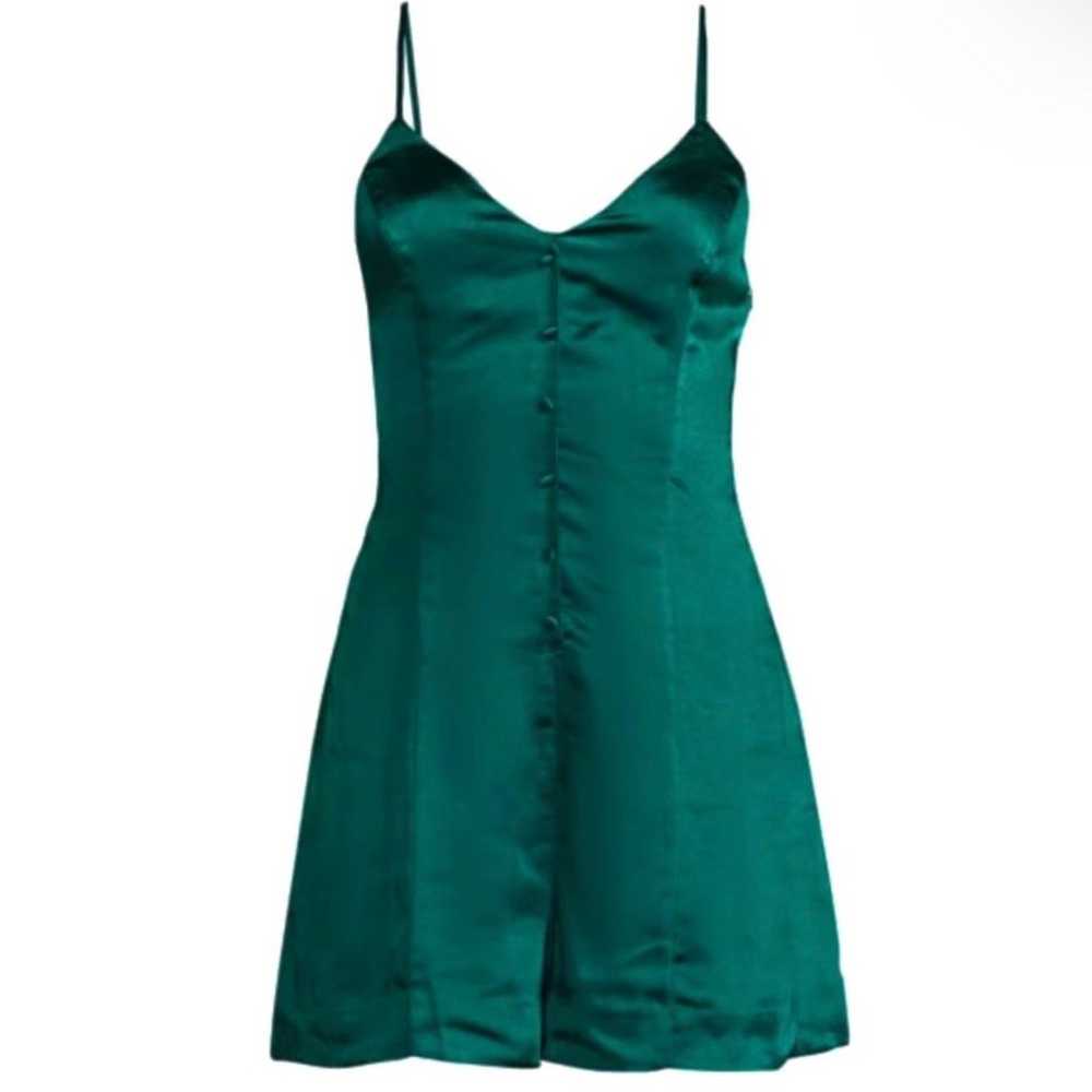 ENDLESS ROSE GREEN SATIN BUTTON FRONT ROMPER - image 8