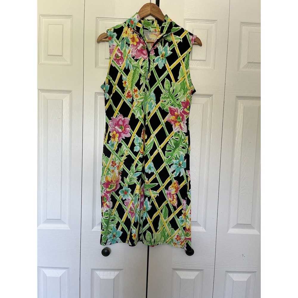 Women’s Gottex Black Yellow Dress Sleeveless Size… - image 1