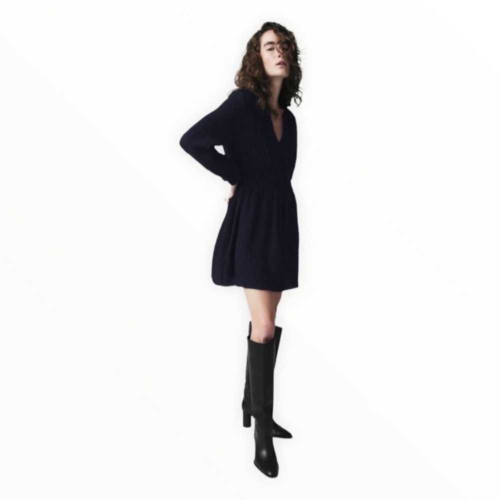 Zara Black Long Sleeve Collared Fit Flare Midi Dr… - image 5