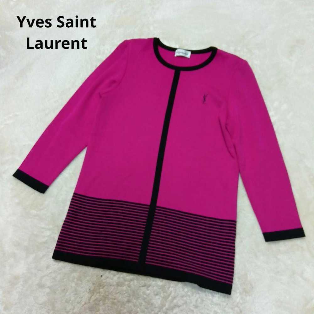 Yves Saint Laurent one point logo border knit one… - image 1