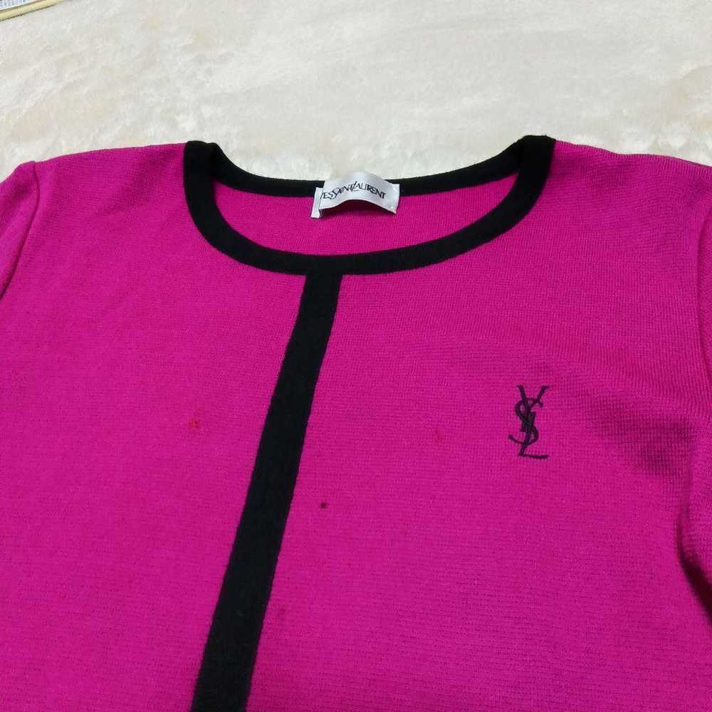 Yves Saint Laurent one point logo border knit one… - image 3