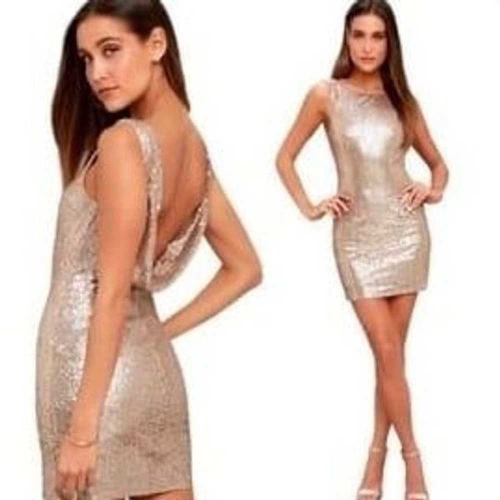 LULU’S | Shine Time Champagne Sequin Mini Dress D… - image 1