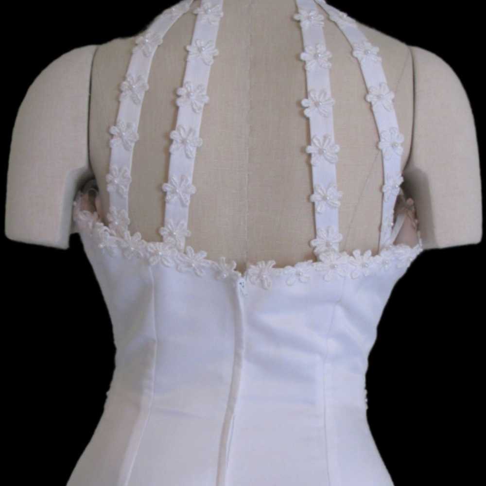 Vintage A-Line Satin Wedding Dress with Halter La… - image 7