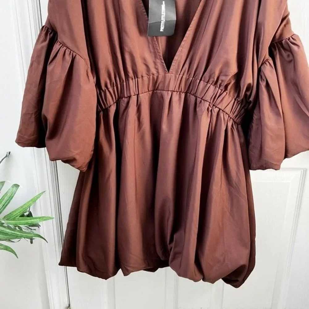 NWT PrettyLittleThing Plus Chocolate Puff Sleeve … - image 4