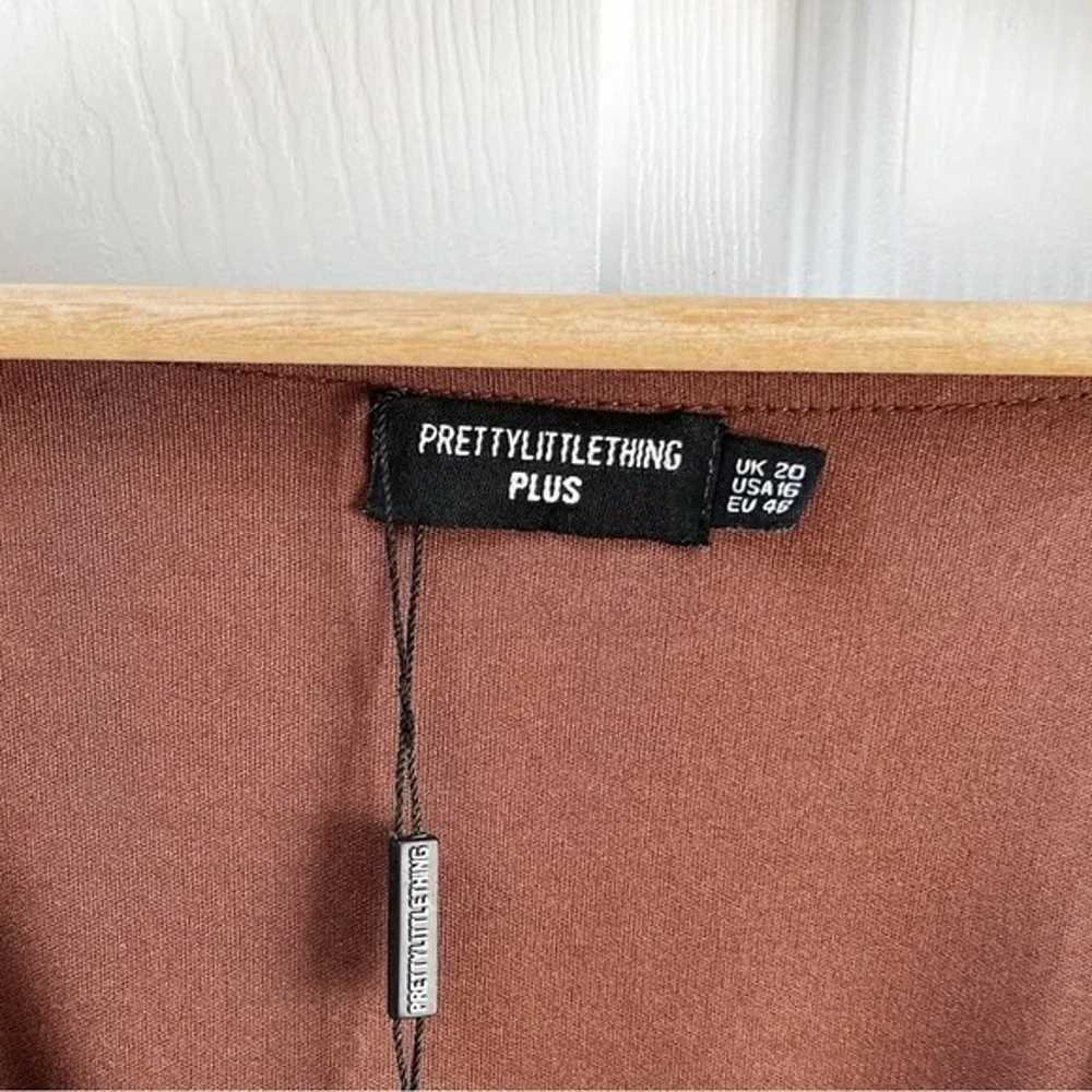 NWT PrettyLittleThing Plus Chocolate Puff Sleeve … - image 7