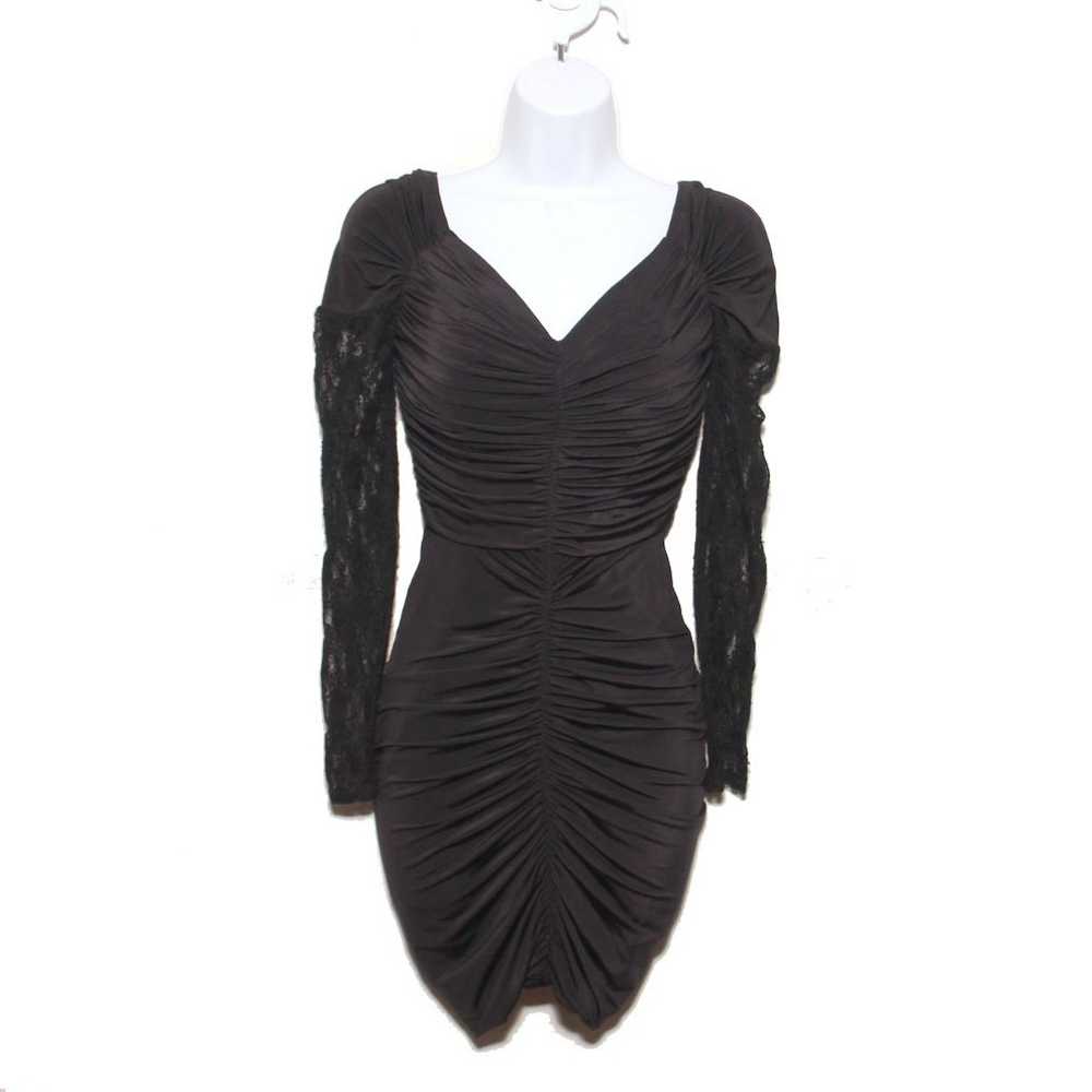 Vintage 80s Jessica McClintock Ruched Bodycon Dre… - image 1