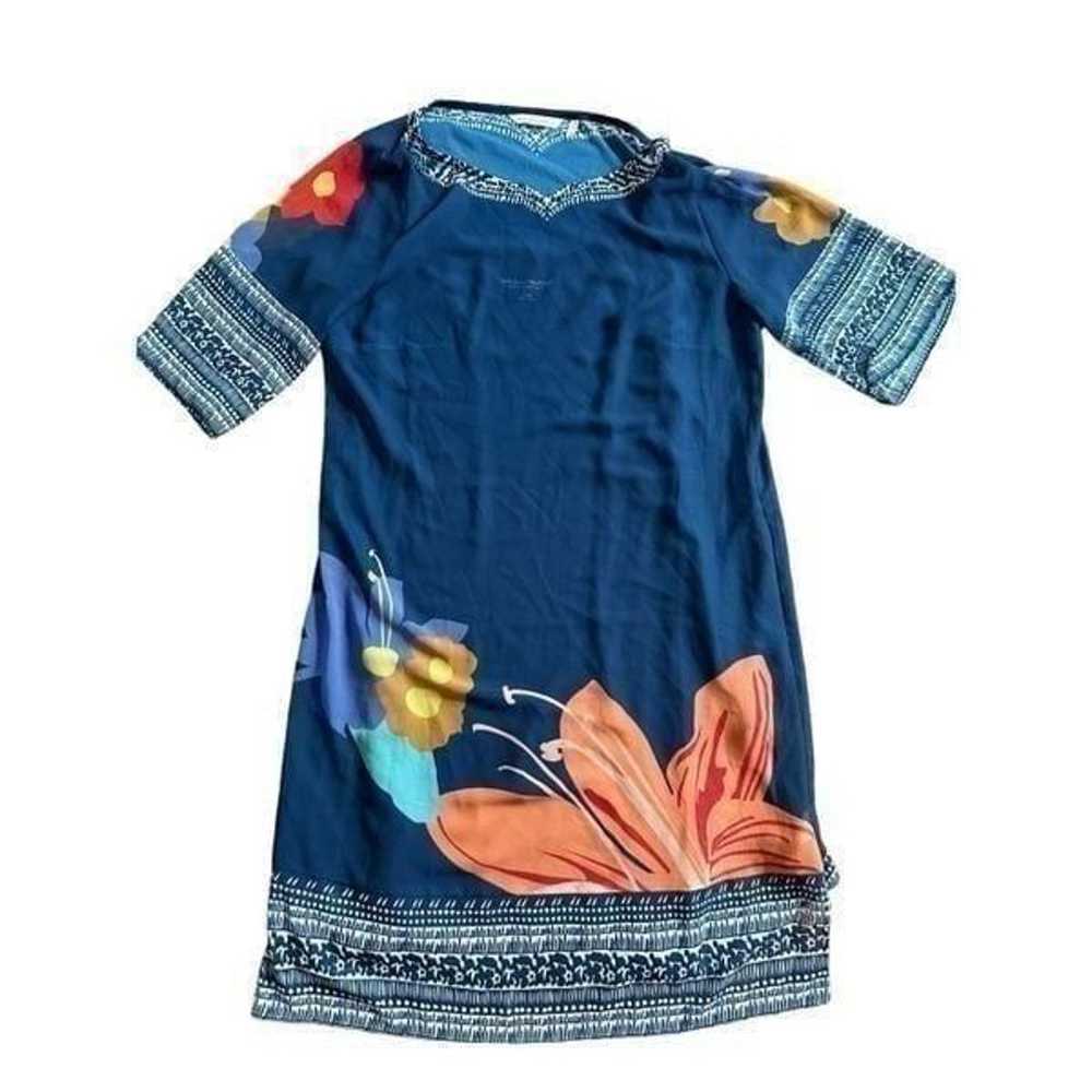 Soft Surroundings Blue Floral Hibiscus Shift Dres… - image 2