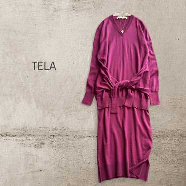 TELA Terra Wool Knit Long One-Piece Purple - image 1