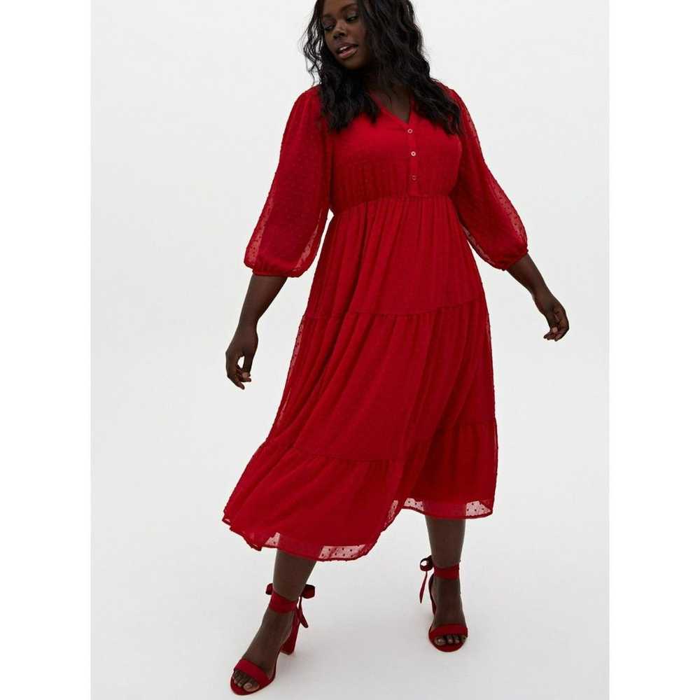 Torrid Dress Women's Size 2 XL Red Chiffon Maxi S… - image 1