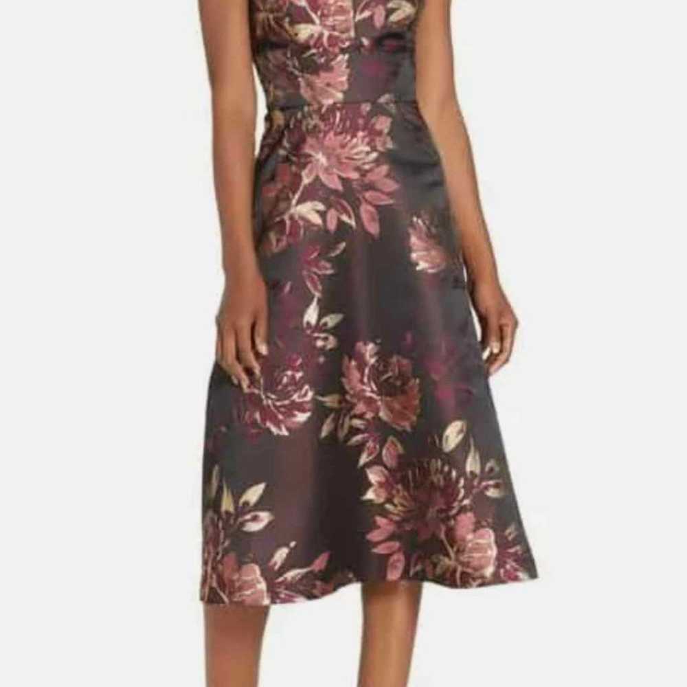 Eliza J Midi Jacquard Brocade Floral Dress, Size 6 - image 1