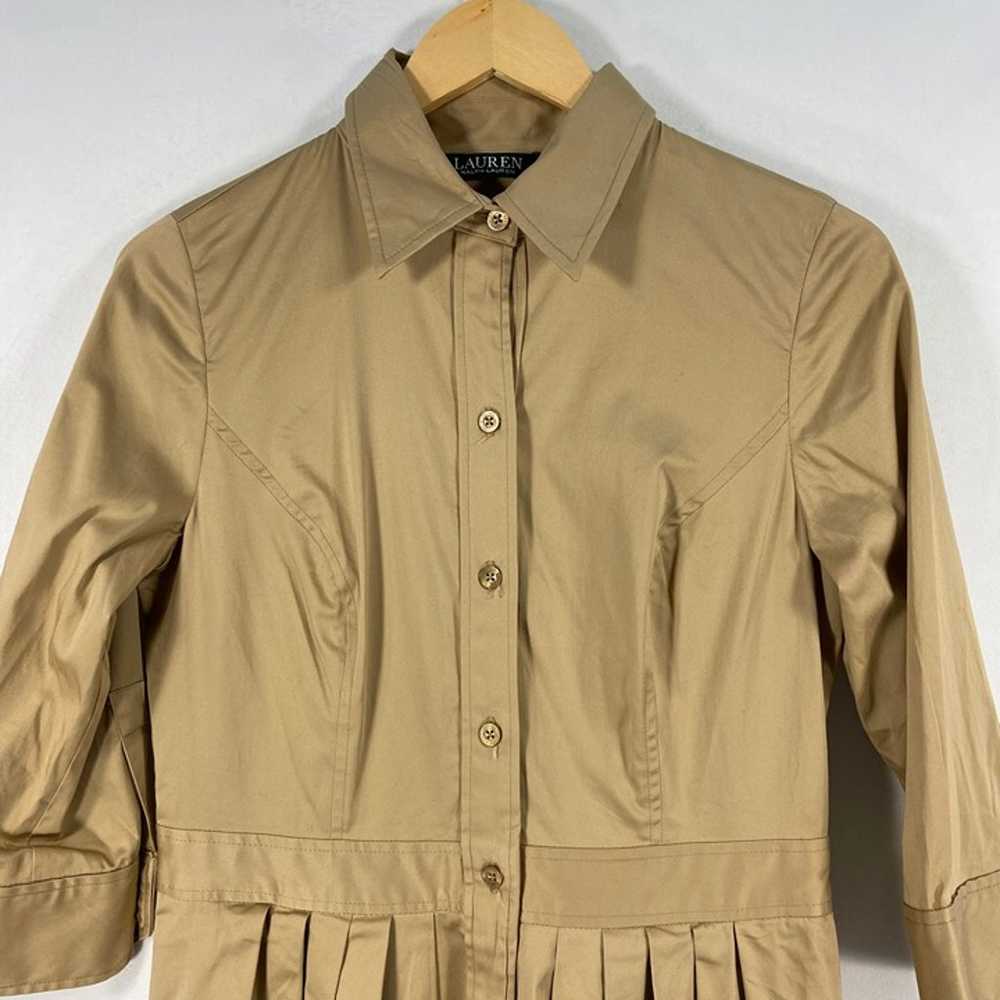 LAUREN Ralph Lauren Tan Shirt Dress Button Down P… - image 2