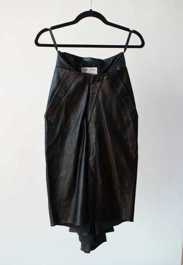 1980s Black Leather Skirt | Claude Montana