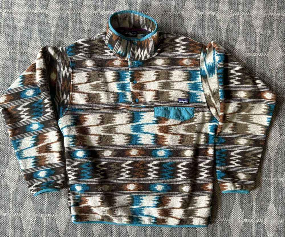 Patagonia Vtg Patagonia Synchilla Brown Teal Trib… - image 1