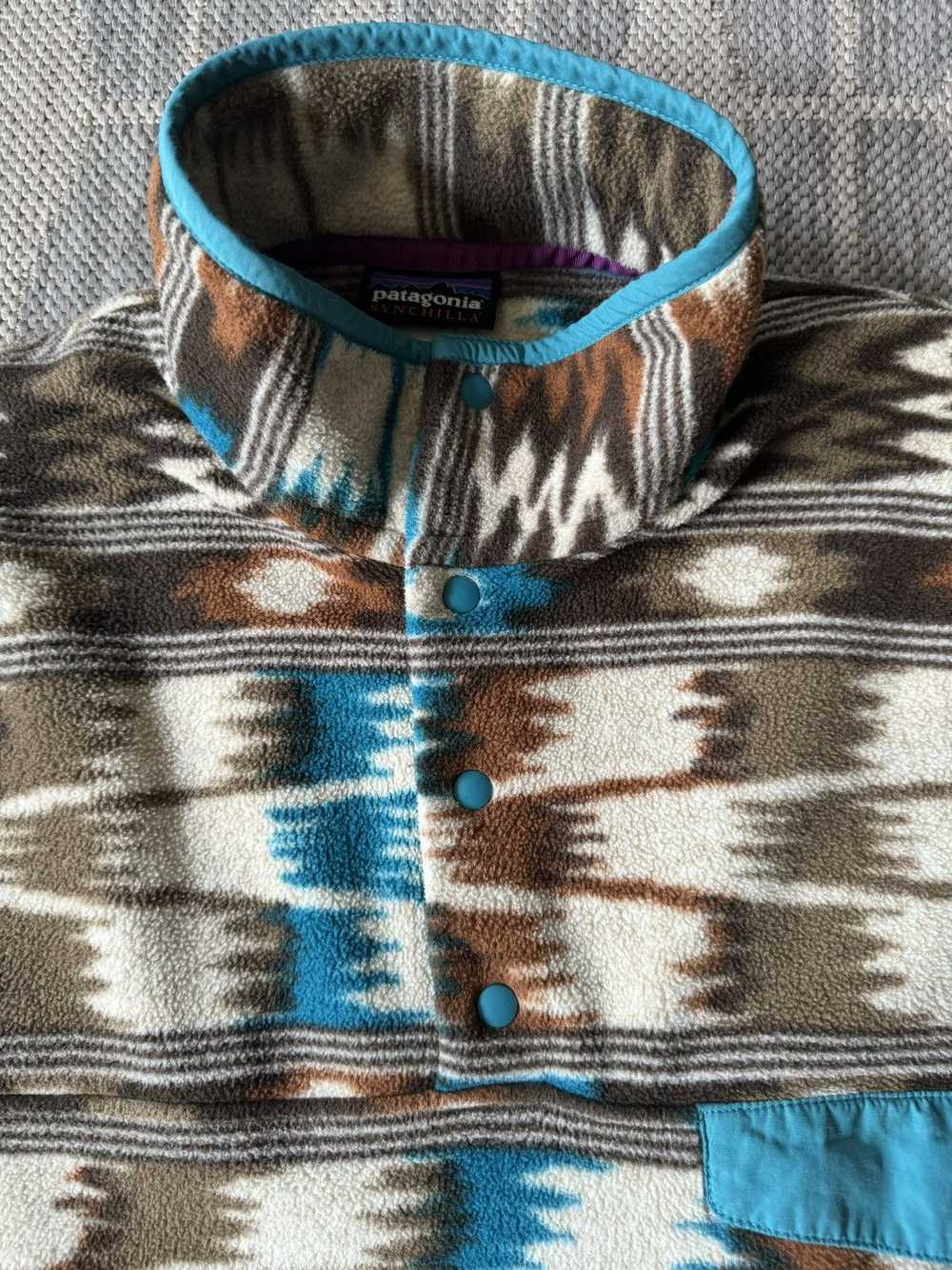 Patagonia Vtg Patagonia Synchilla Brown Teal Trib… - image 4