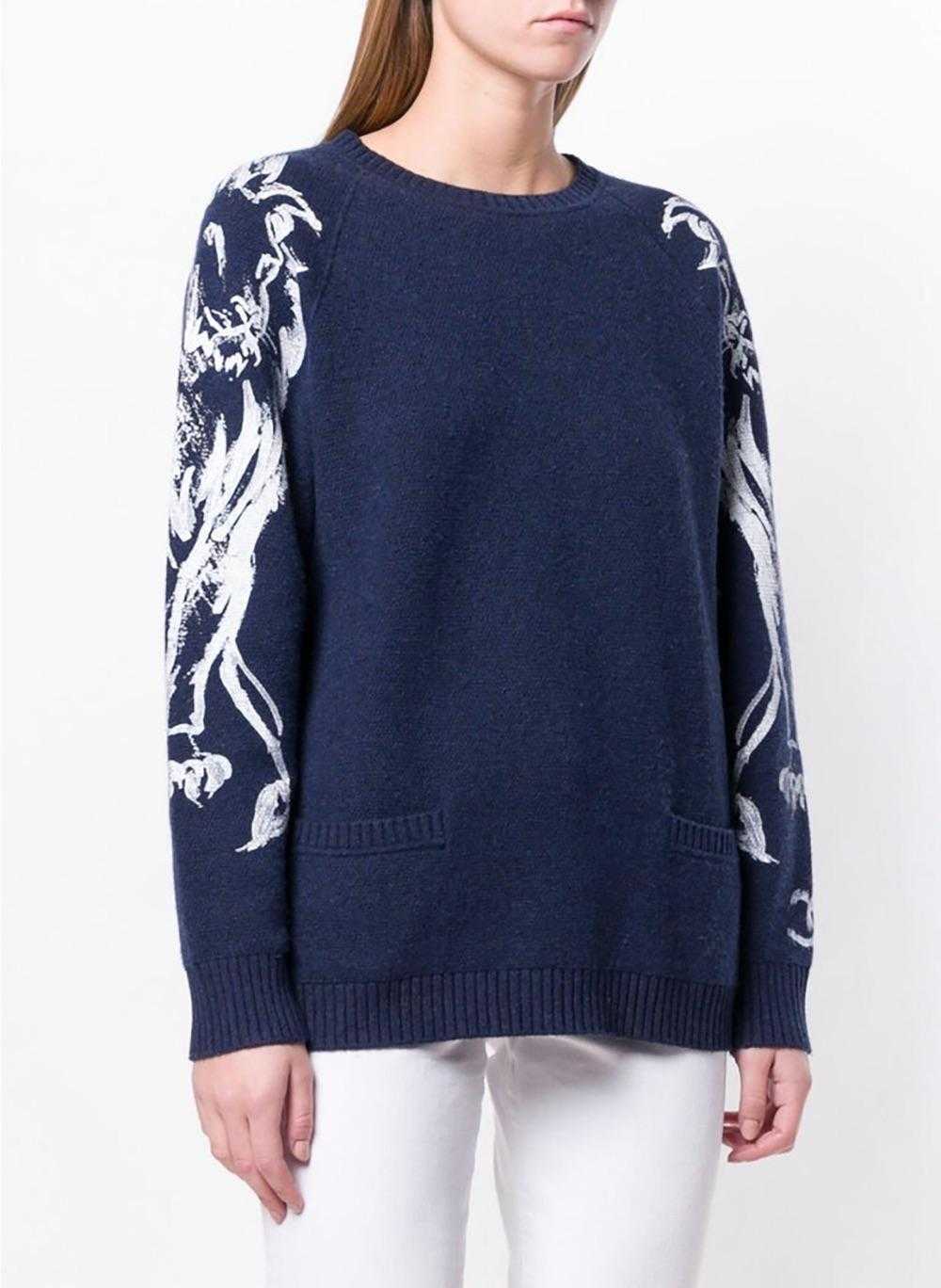 Product Details Navy Cashmere Lion Print Jumper - image 2