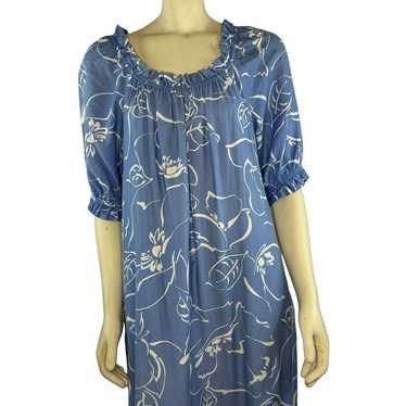 Vintage Hilo Hattie dress made in Hawaii blue & w… - image 1