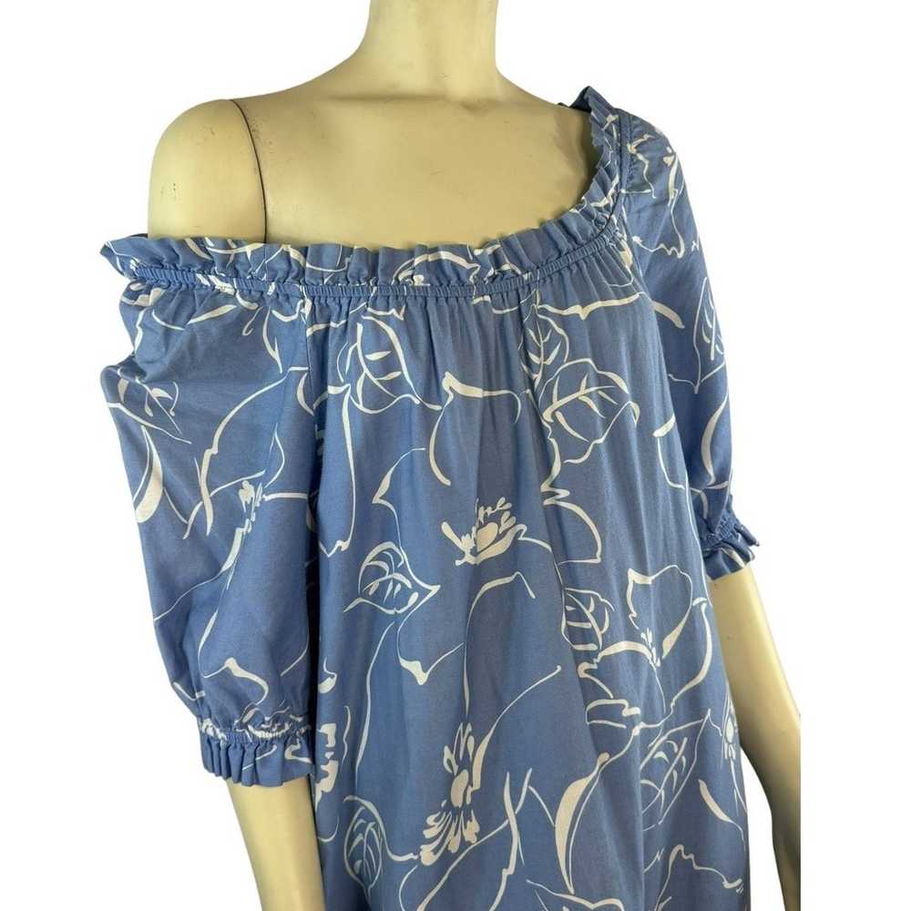 Vintage Hilo Hattie dress made in Hawaii blue & w… - image 2