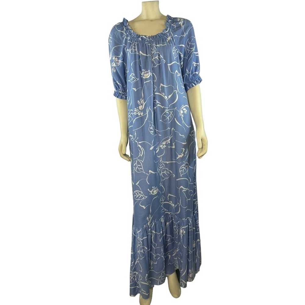 Vintage Hilo Hattie dress made in Hawaii blue & w… - image 3