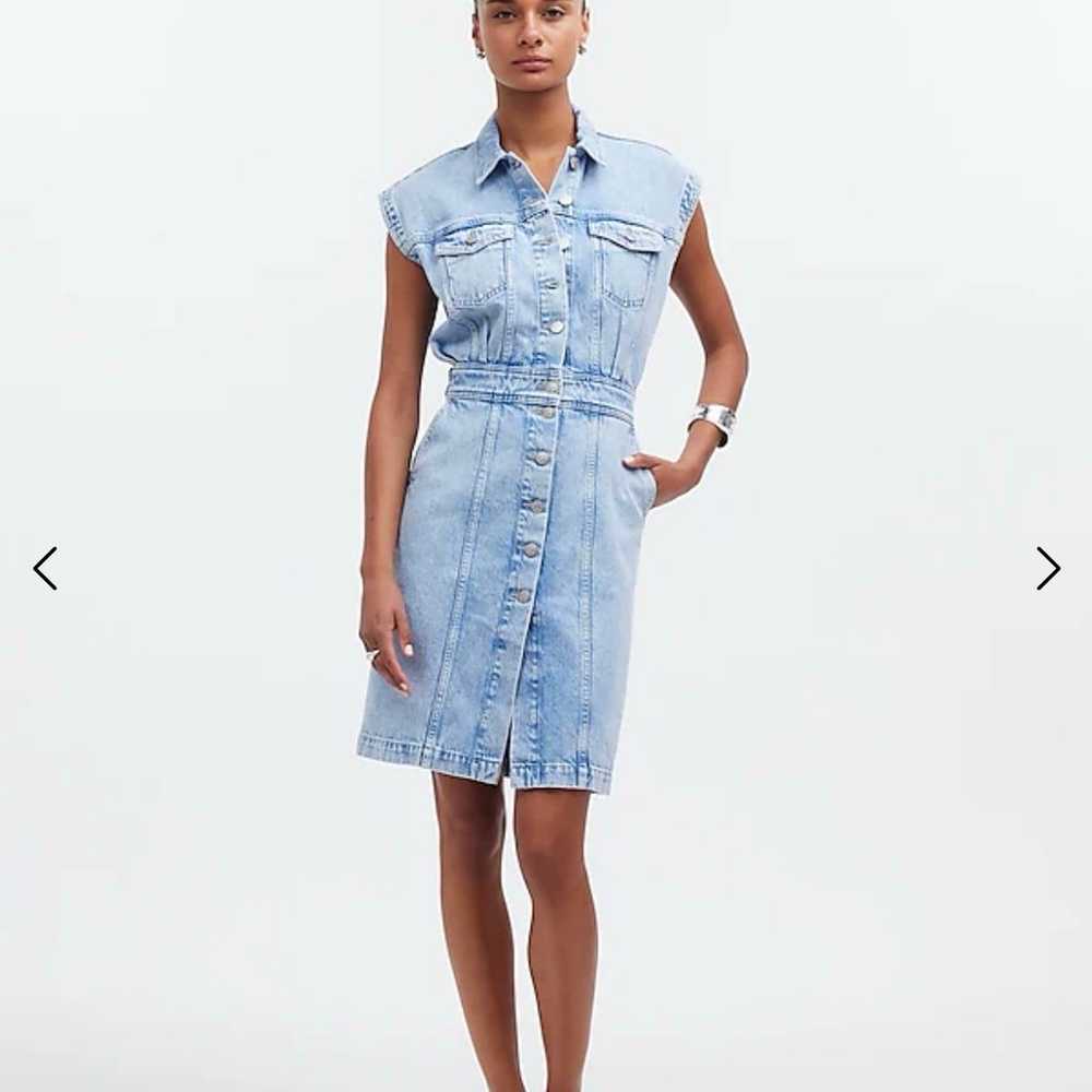 Madewell Denim Button Down Shirt Dress In Aquino … - image 1