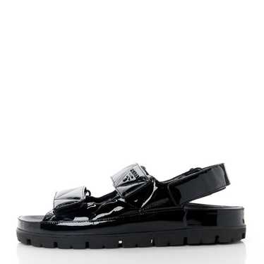 PRADA Patent Quilted Padded Slingback Sandals 40 B