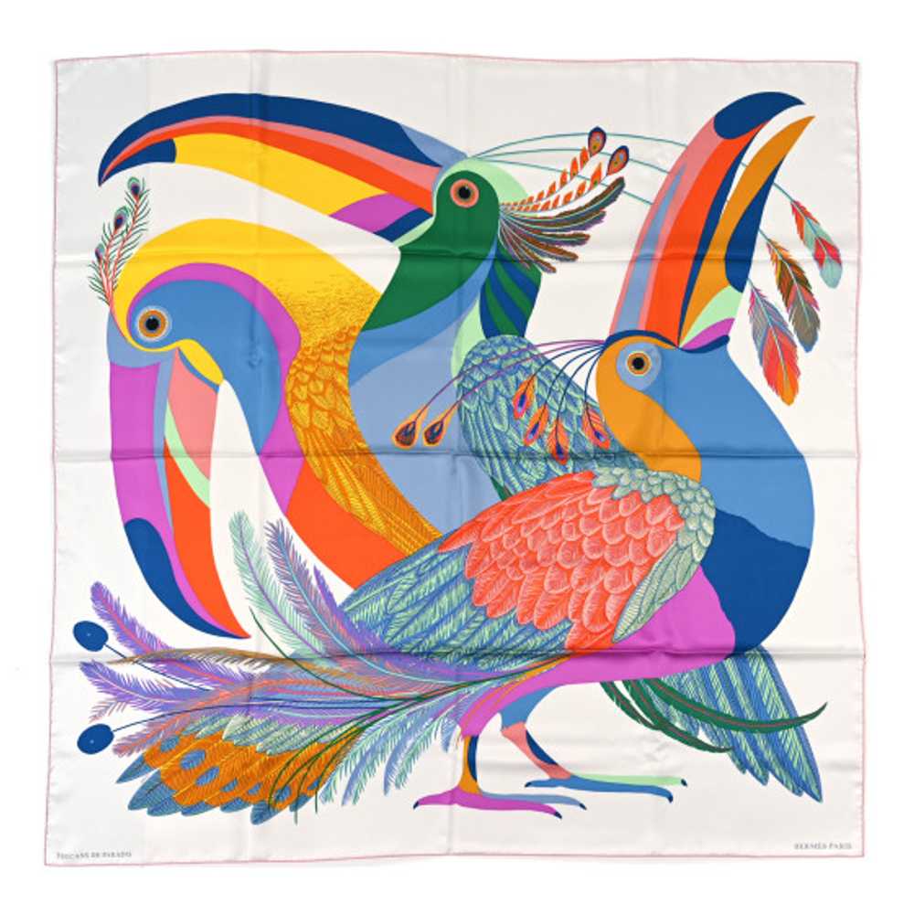 HERMES Silk Giant Toucans De Paradis Scarf 140 Wh… - image 1