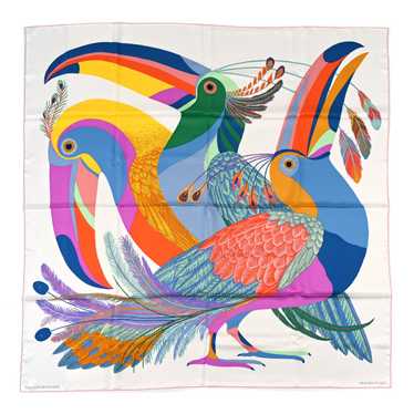 HERMES Silk Giant Toucans De Paradis Scarf 140 Wh… - image 1