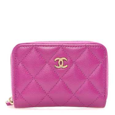 CHANEL Caviar Quilted Zip Around Coin Purse Walle… - image 1