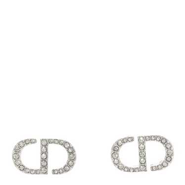 CHRISTIAN DIOR Crystal Petit CD Stud Earrings Sil… - image 1