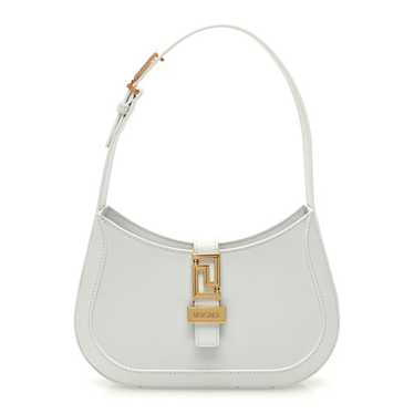 VERSACE Calfskin Small Greca Goddess Hobo White