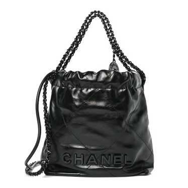 CHANEL Shiny Calfskin Quilted Mini Chanel 22 So Bl